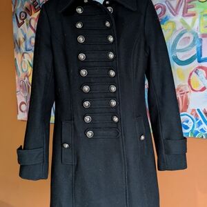 Buffalo David Bitton Black Trench Coat with Button Accents